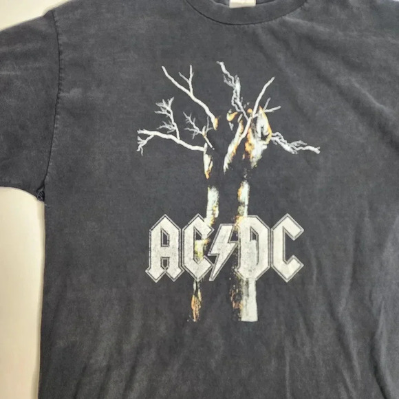 Vintage AC/DC Hand Lightning Shirt Size Large Distressed - Picture 2 of 6